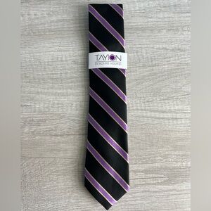 Tayion Collection Men's Purple & Gold Stripe Tie